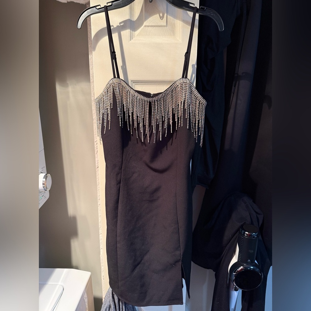 Elegant Black Dress with Silver Accents